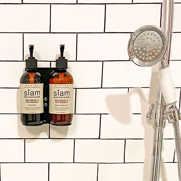 Bathroom-Soap-Dispenser-3-SIAM0032 Siam Botanicals Shampoo and Conditioner dispenser with tiled background